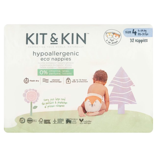 Kit and Kin| Size 4 Maxi Eco Disposable Nappies - 34 pack | Earthlets.com |  | disposable nappies size 4 plus